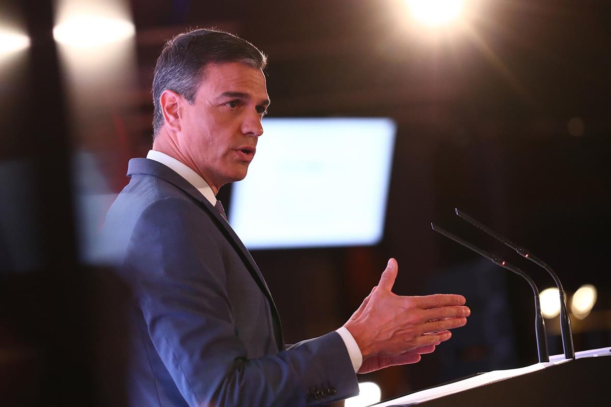 12/06/2023. El presidente del Gobierno, Pedro Sánchez, durante su intervención en el 45 aniversario de Cinco Días